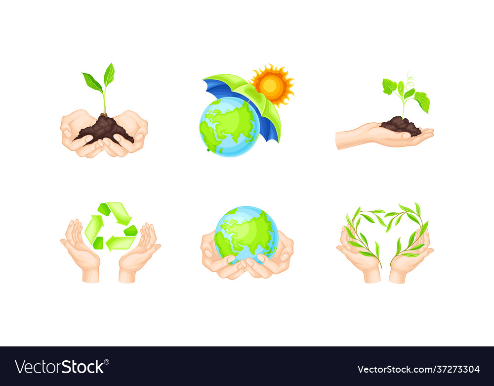 Hands protecting earth and eco system holding