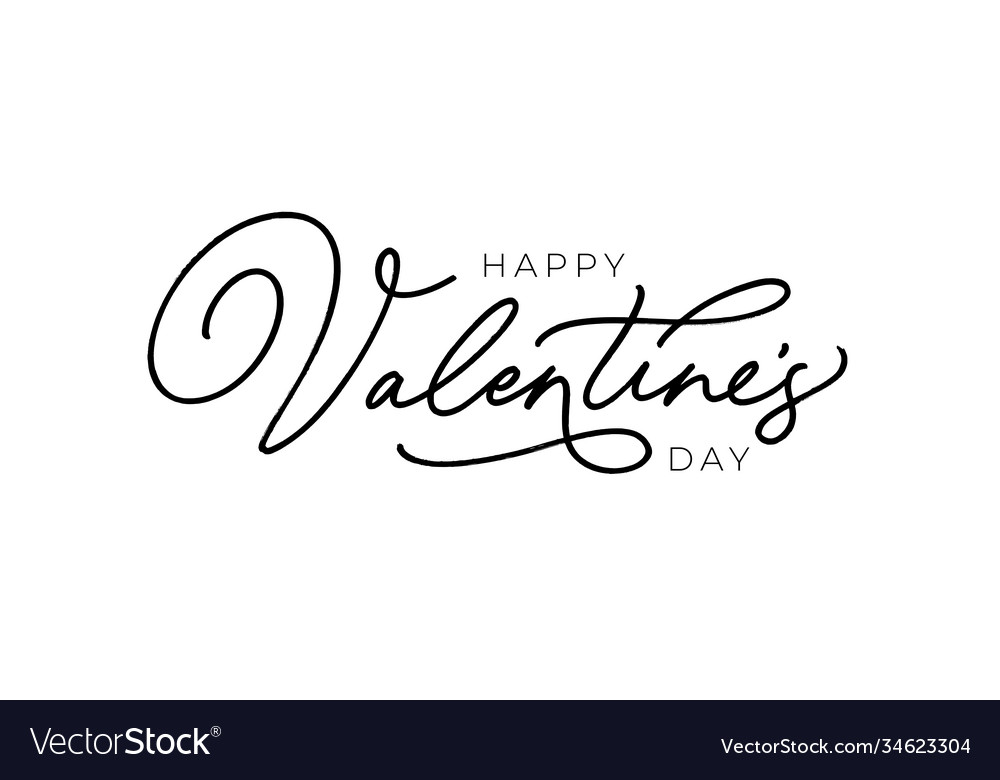 Happy valentines day hand drawn black calligraphy Vector Image