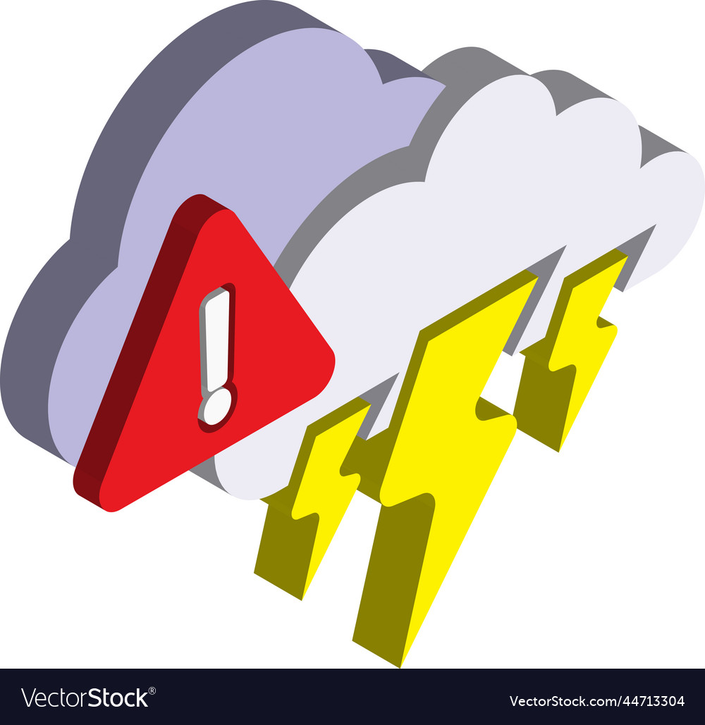 Lightning warning sign in 3d isometric style