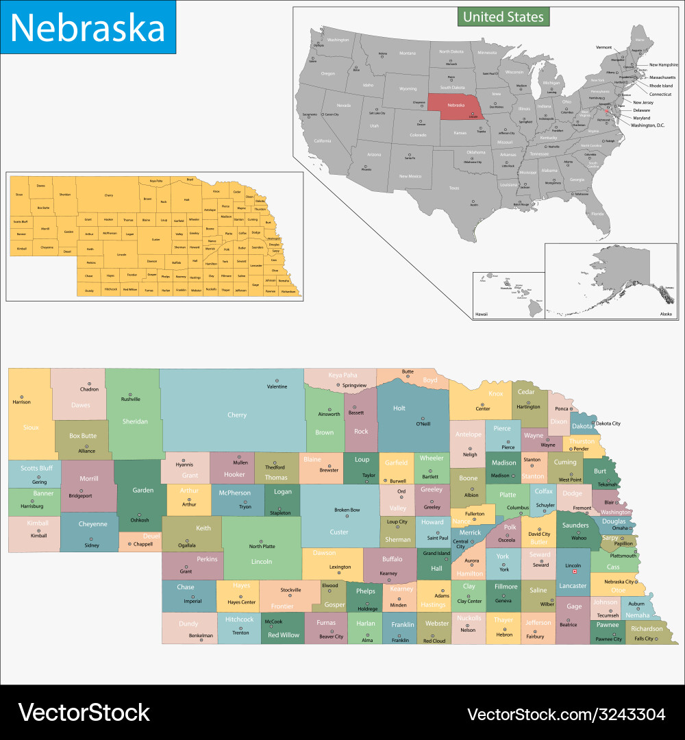Nebraska Map Royalty Free Vector Image Vectorstock
