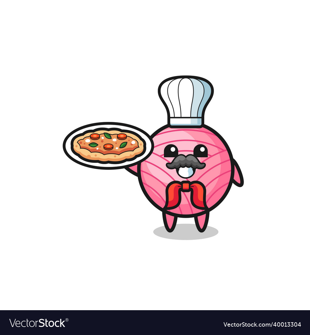 Yarn ball character as italian chef mascot