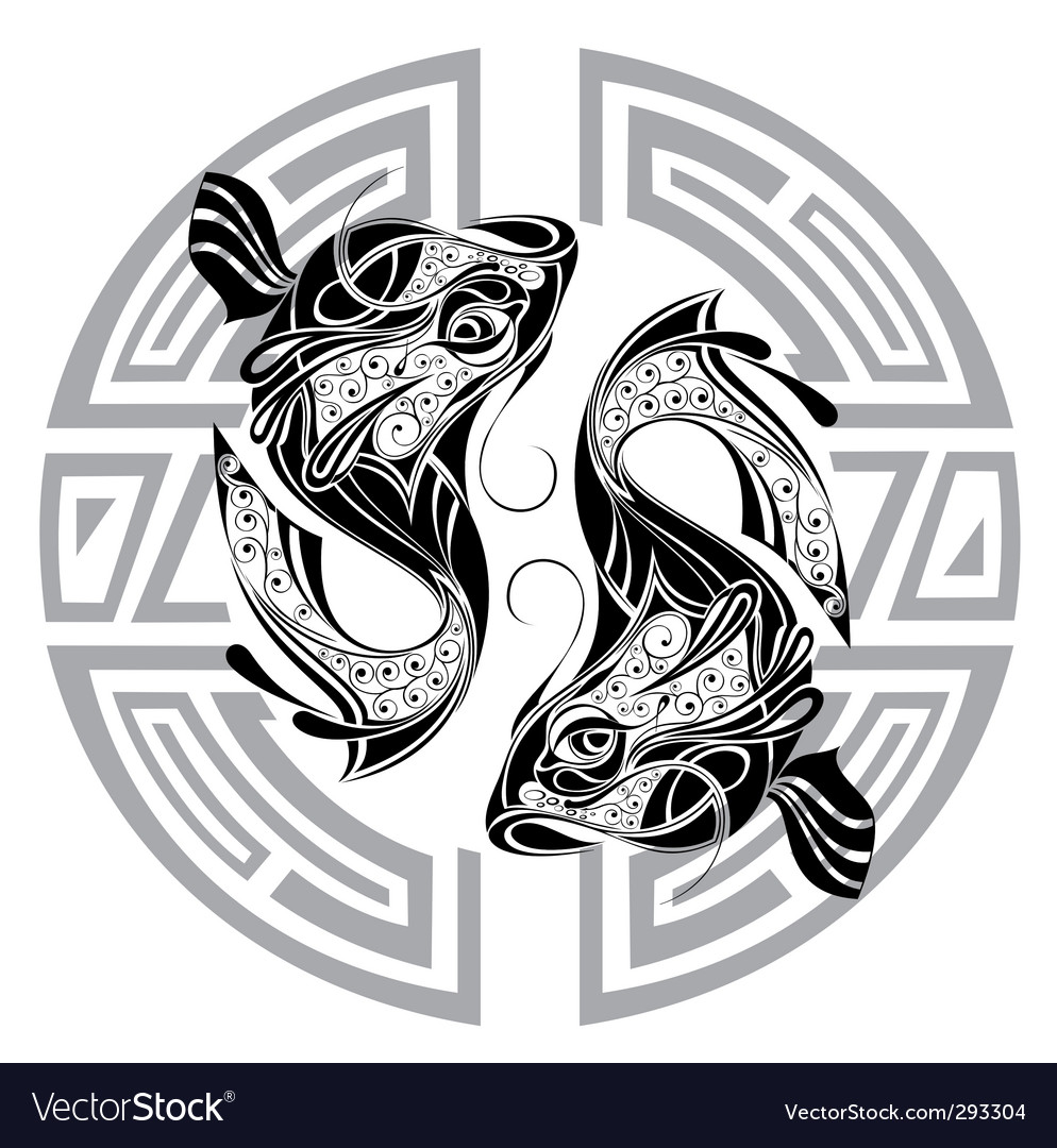 Tribal Pisces Zodiac Symbol