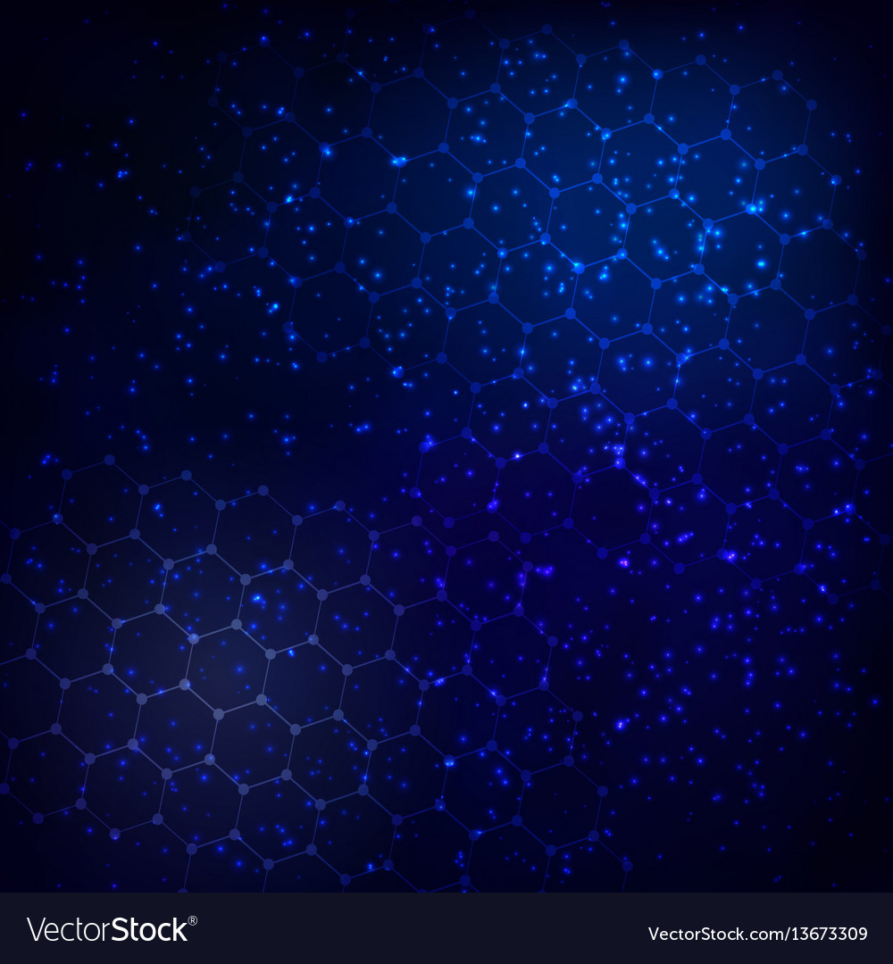 Abstrakter Kosmos Hintergrund mit einem Raster von Hexagonen