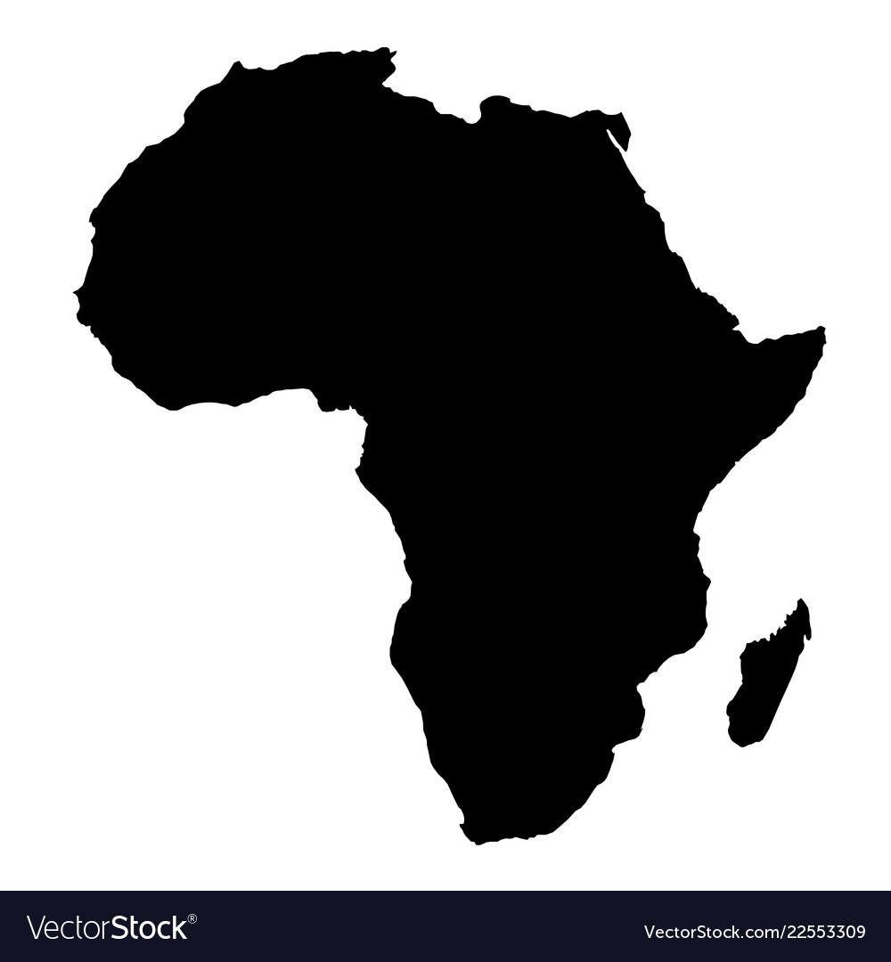 Africa Map Black Silhouette Country Borders Vector Image   Africa Map Black Silhouette Country Borders Vector 22553309 