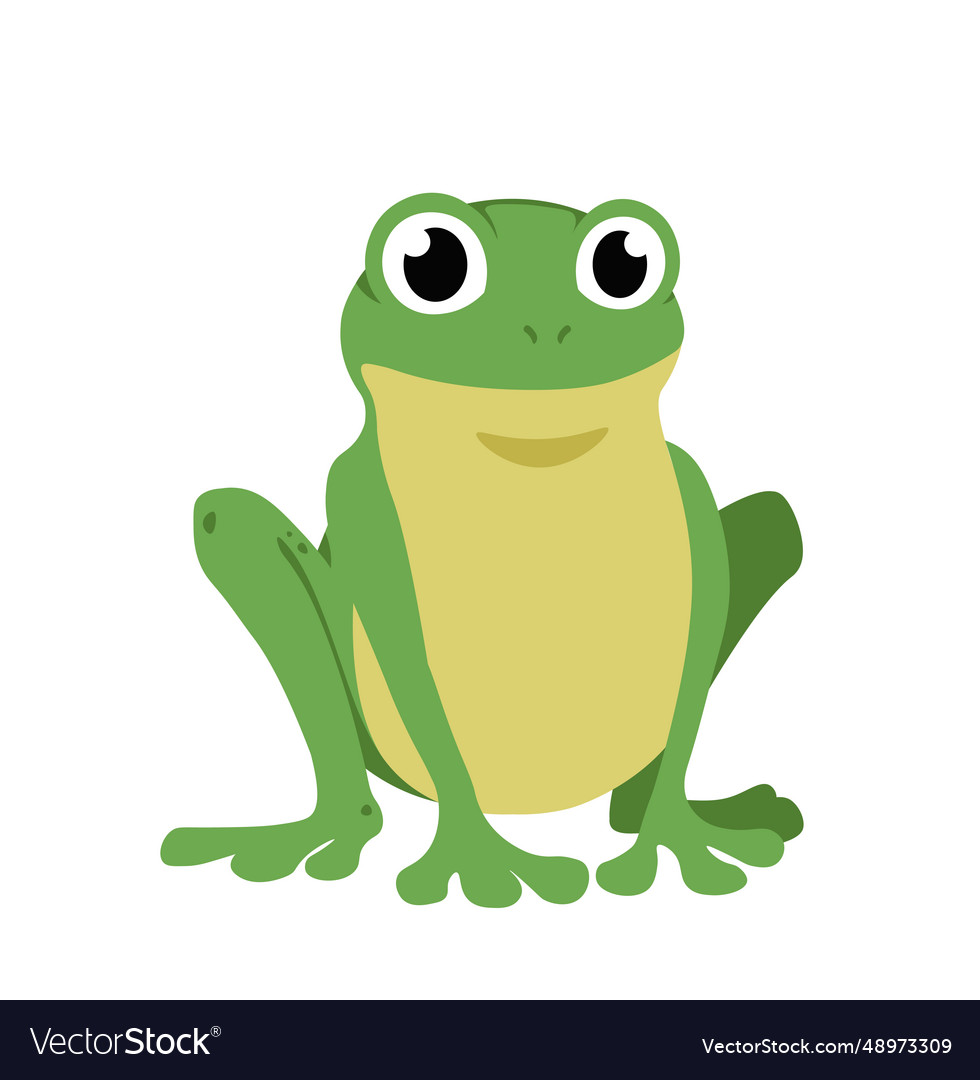 Funny frog slightly rotated front view of green Vector Image