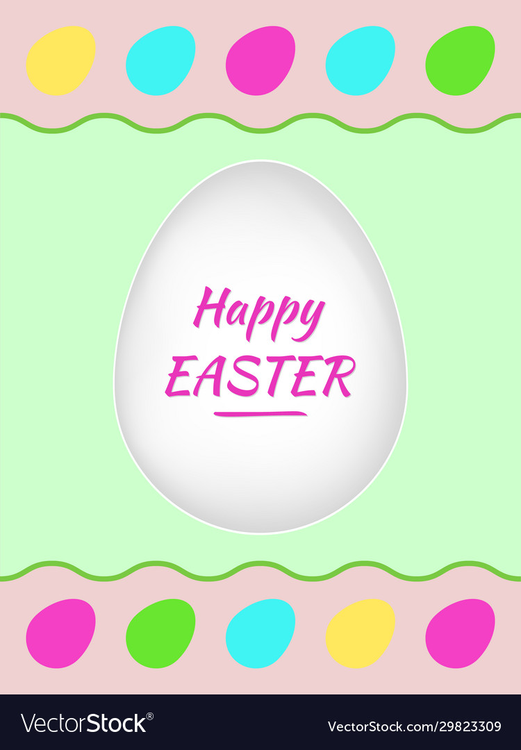 Happy easter greeting card with colorful eggs Vector Image