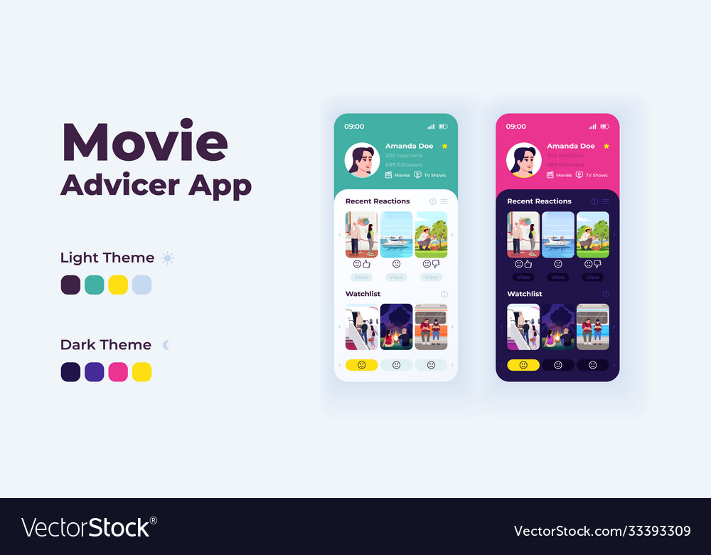 Movie advisor app cartoon smartphone interface Vector Image Movie advisor app cartoon smartphone interface Vector Image