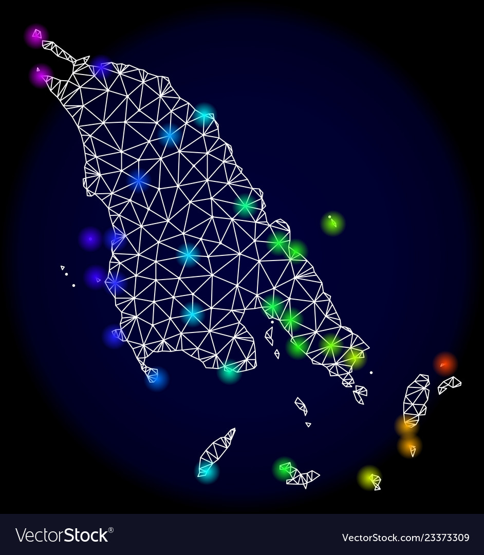 Polygonal 2d mesh map of koh chang with bright