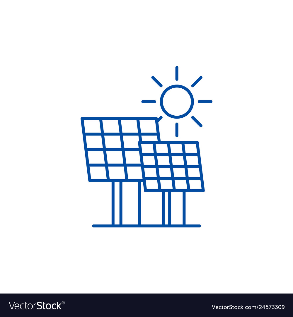 Solar power line icon concept flat