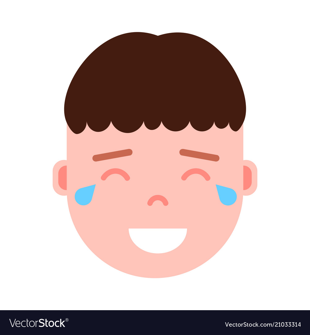 Boy head emoji personage icon with facial emotions