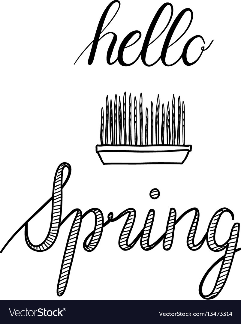 Hello spring calligraphy hand-drawn