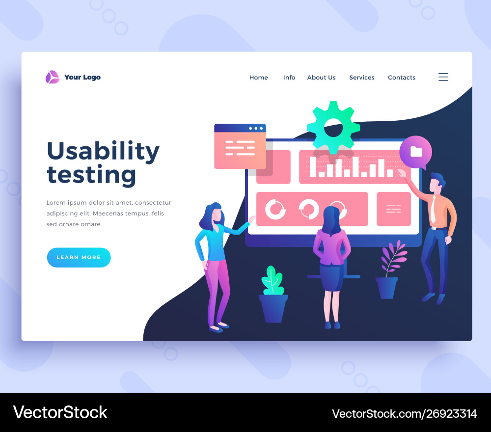 Landing page template ui usability testing concept