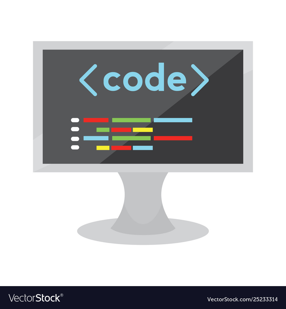 Programming code on a monitor screen