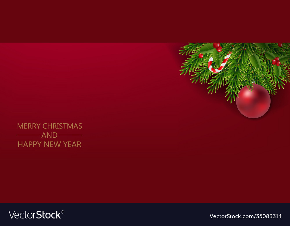 Xmas garland with christmas balls red background Vector Image