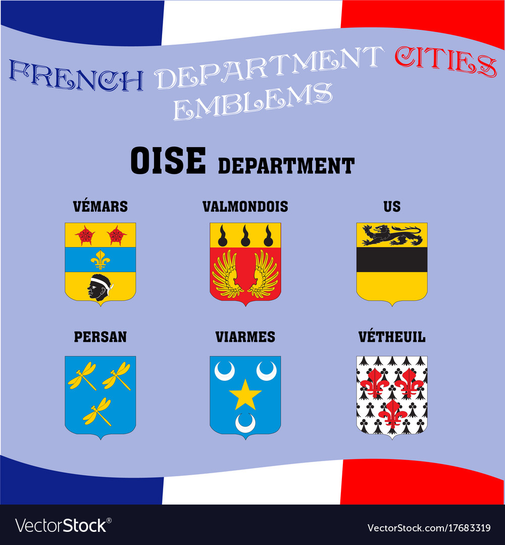 Flags and emblems of french department cities Vector Image