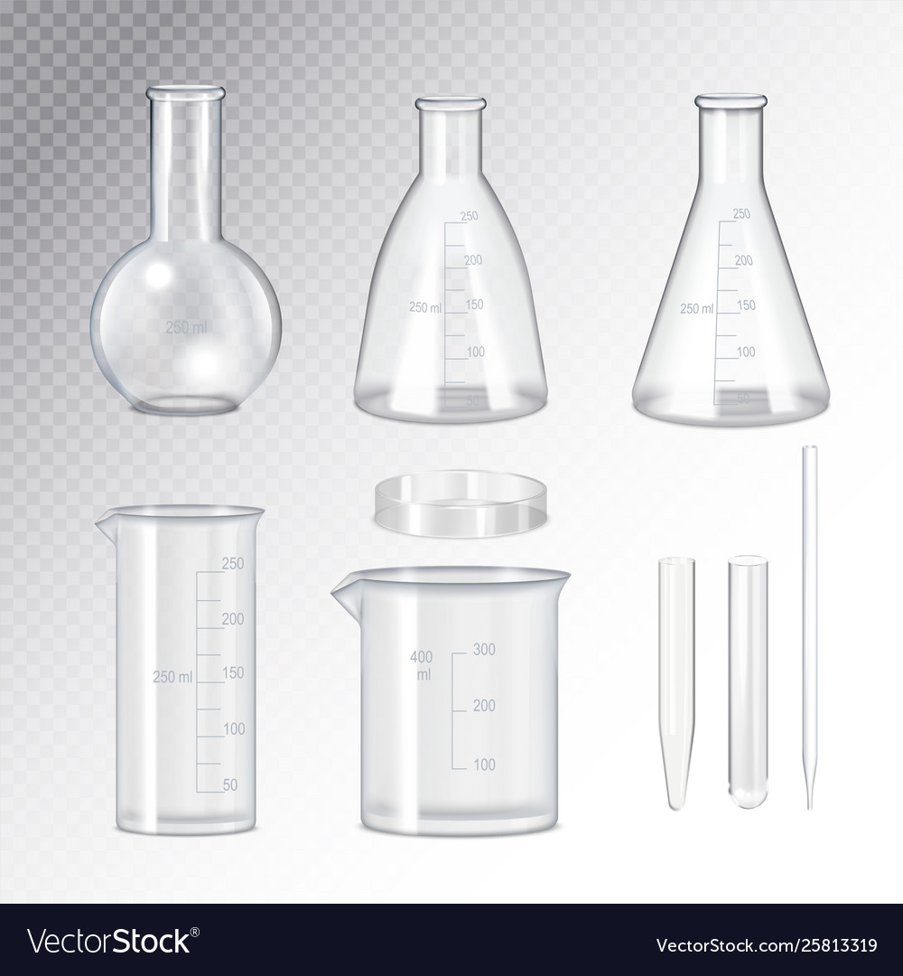 Laboratory glassware realistic transparent