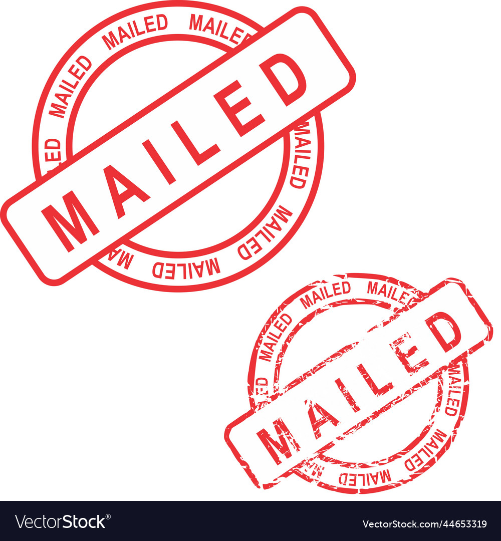 Mailed red stamp sticker royalty free vector image