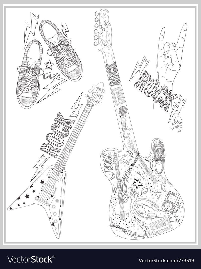 Rock music design elements set Royalty Free Vector Image