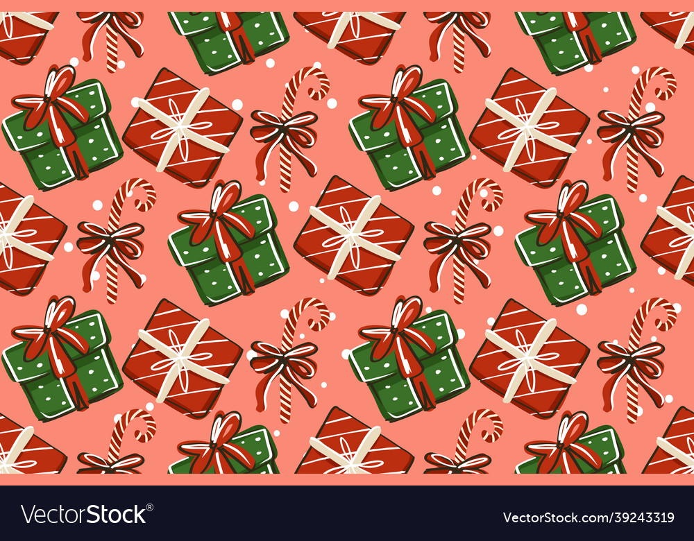 Seamless pattern christmas gifts with sweets