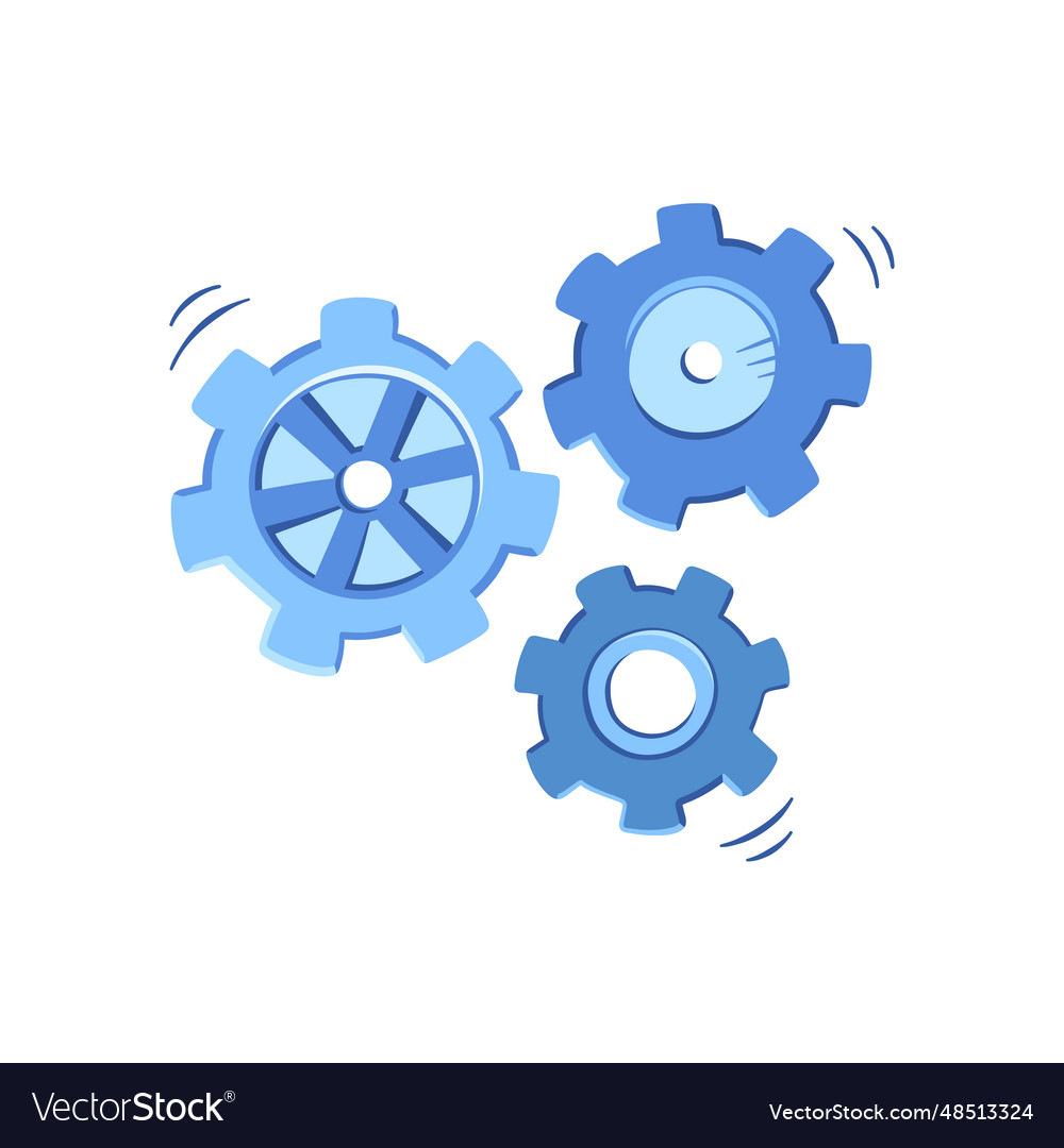 Cog gear in cartoon style Royalty Free Vector Image