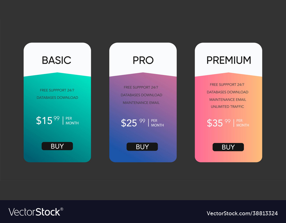 Pricing table design template for websites Vector Image