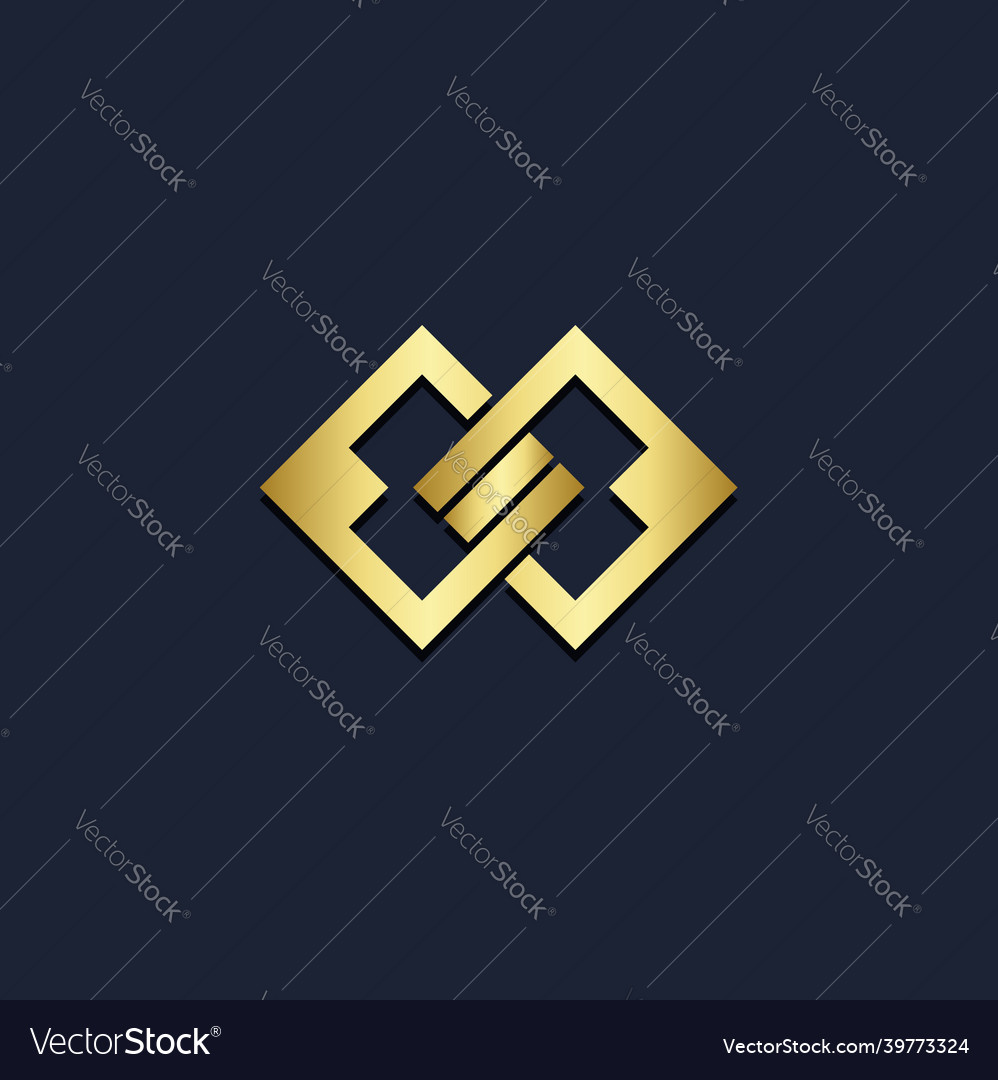 Square line connection gold logo Royalty Free Vector Image