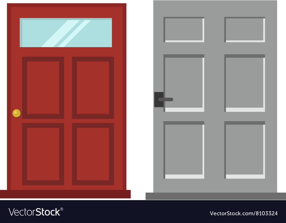 Wood Two Red And Gray Elegant Entrance Door Vector Image