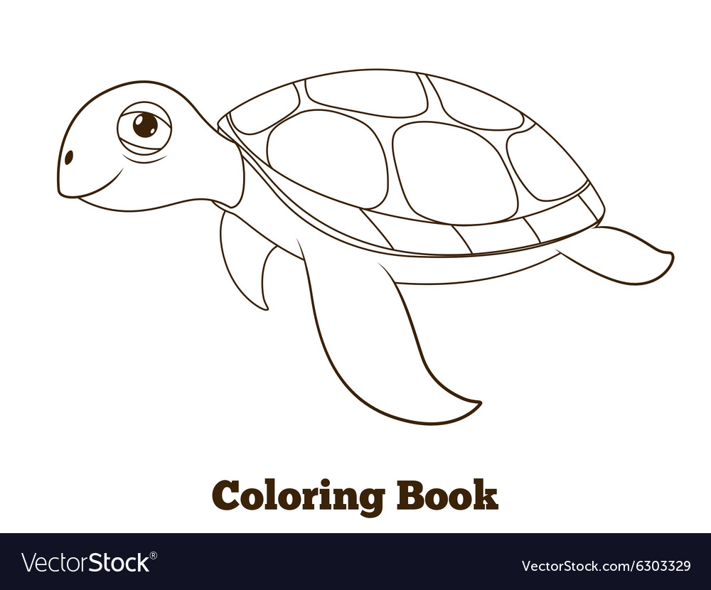 Coloring book turtle sea animal Royalty Free Vector Image