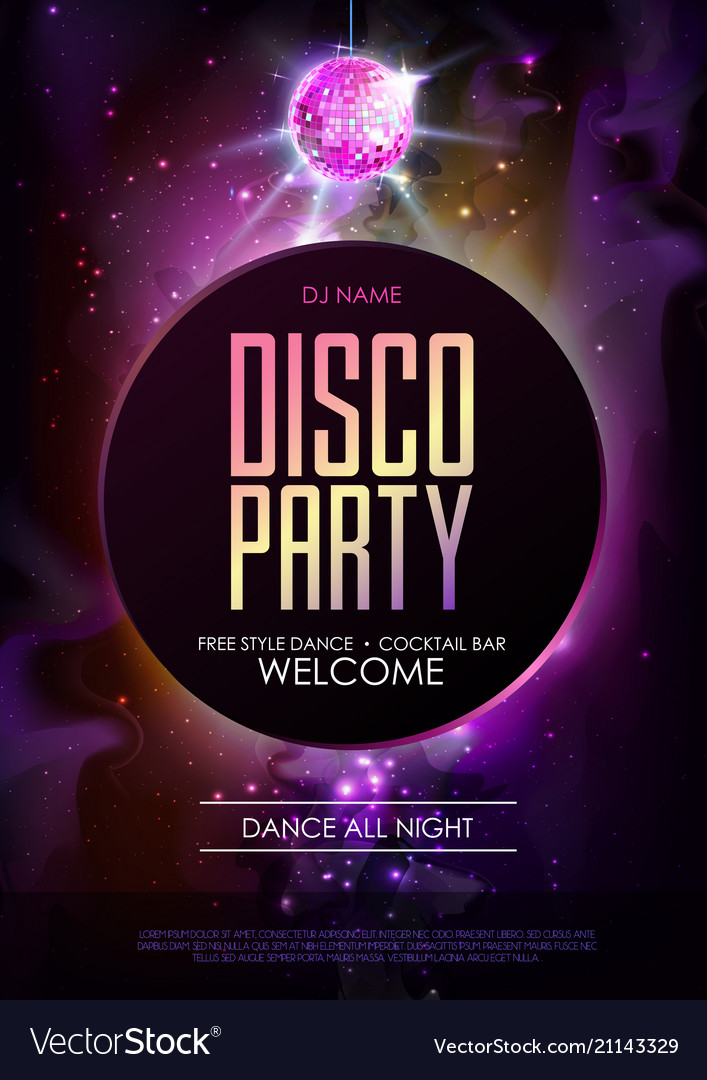 Disco ball background disco party poster Vector Image