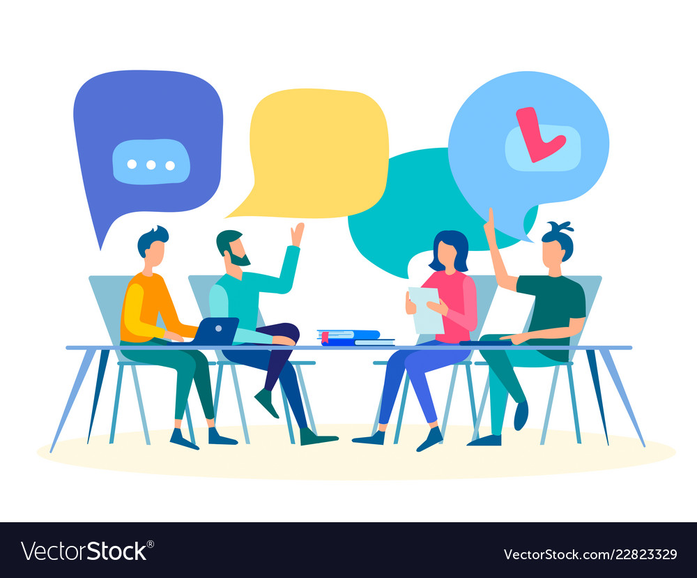 Discussion at the table communication in the Vector Image