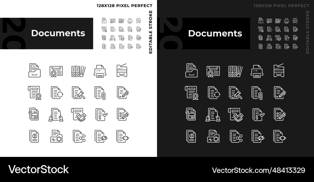 Editable pixel perfect dark and light document Vector Image