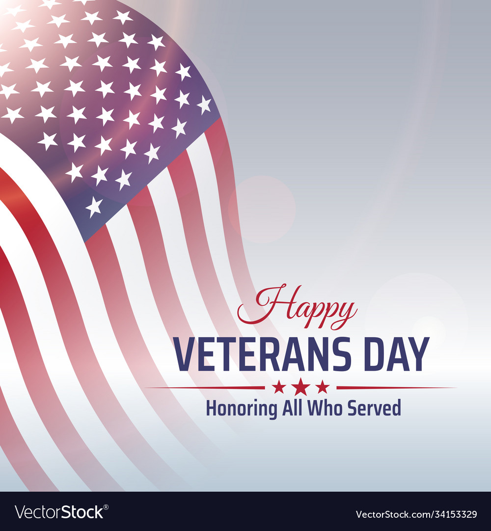 Happy veterans day banner greeting card waving Vector Image