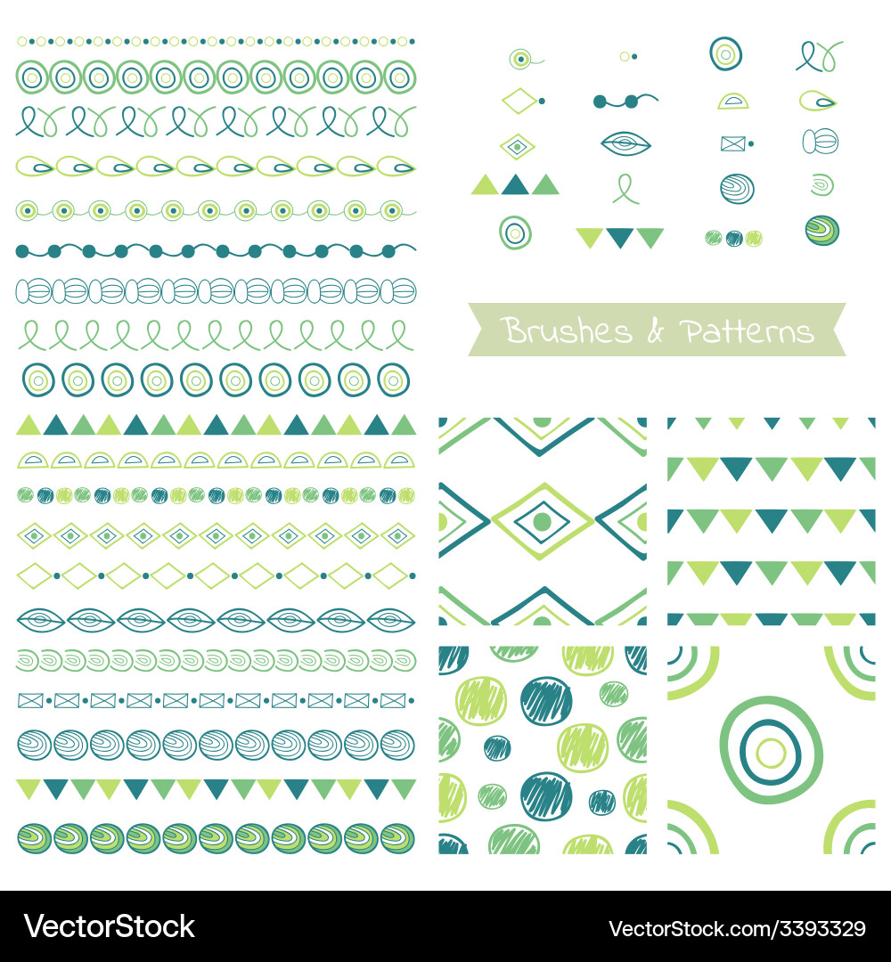 Set decorative elements brushes border Royalty Free Vector