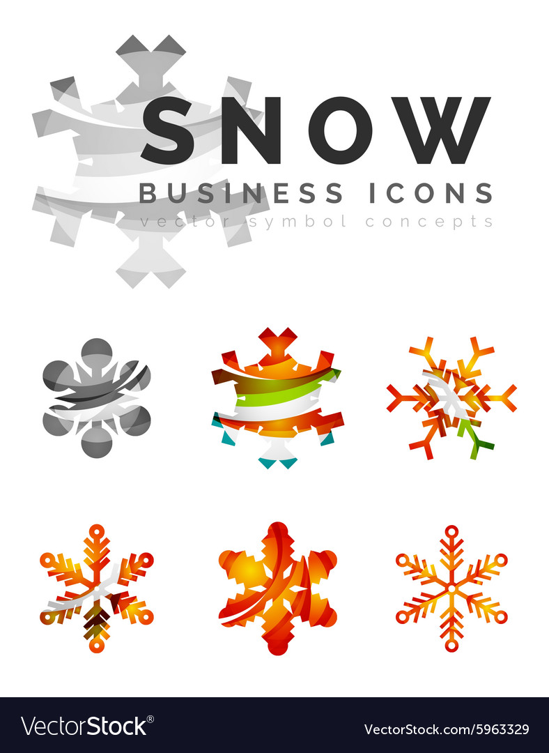 Set of abstract colorful snowflake logo icons