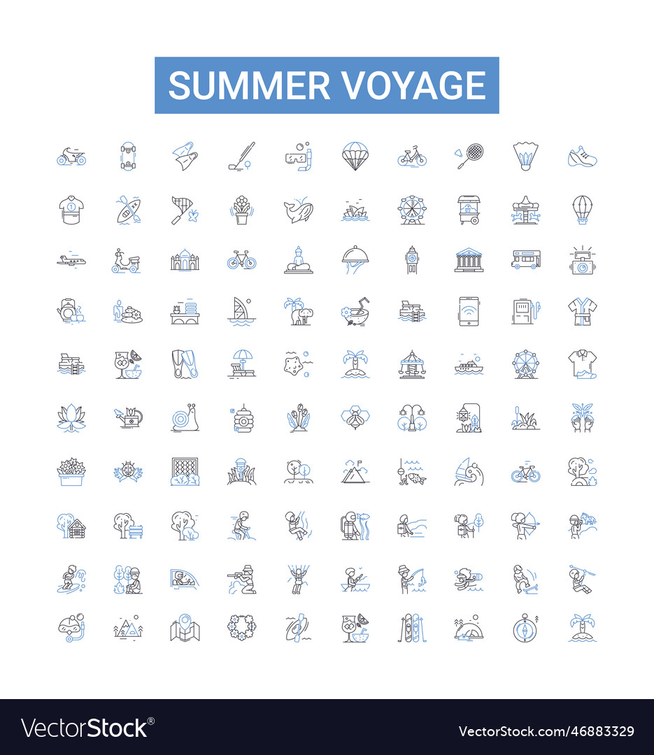 Sommer Reise Kontur Icons Sammlung