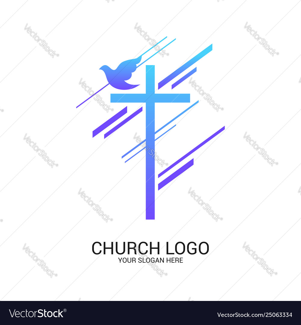 Church logo and christian symbols Royalty Free Vector Image