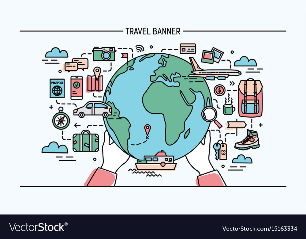 Concept of travel and tourism horizontal Vector Image