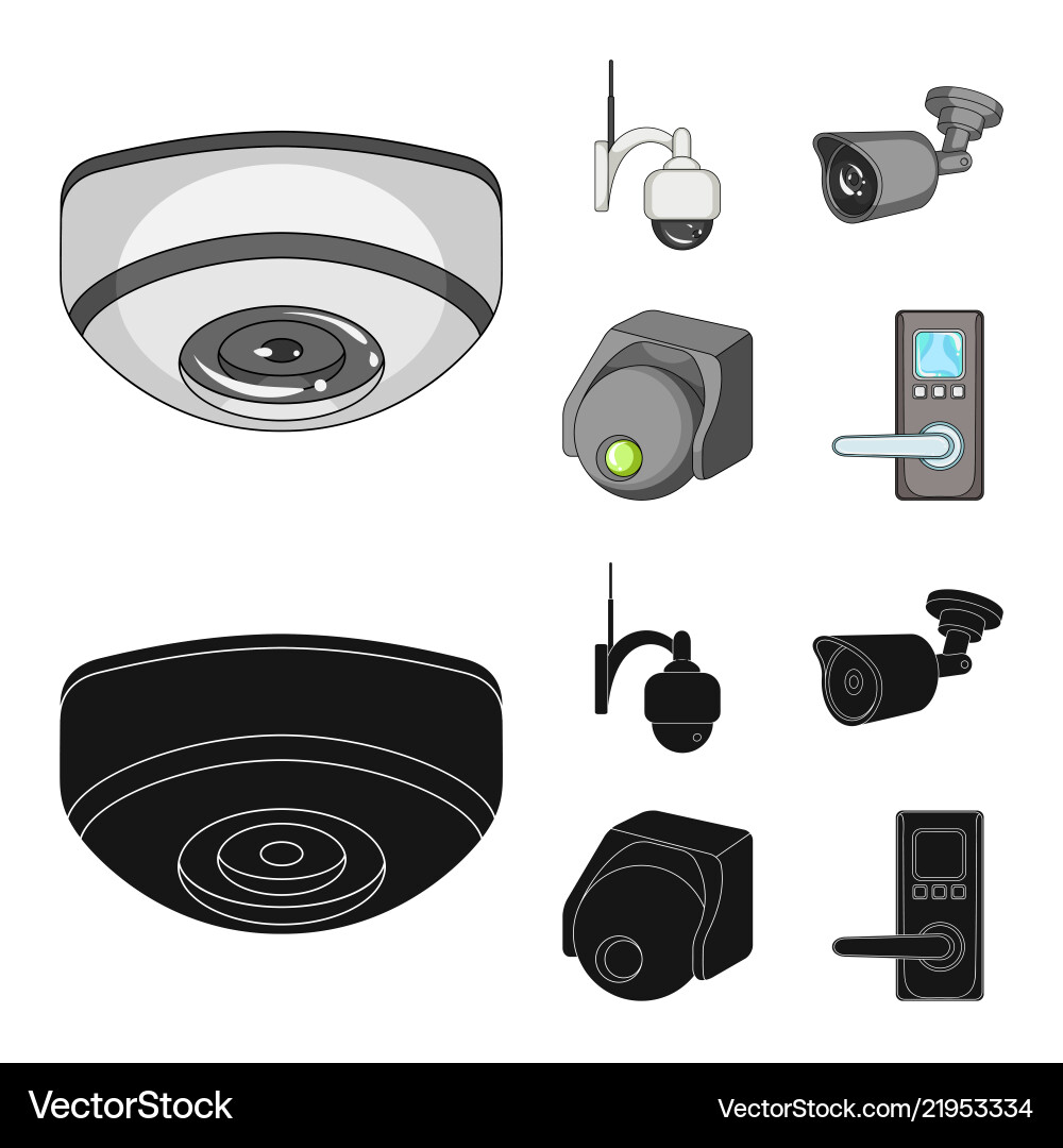 Design of cctv and camera icon set Royalty Free Vector Image