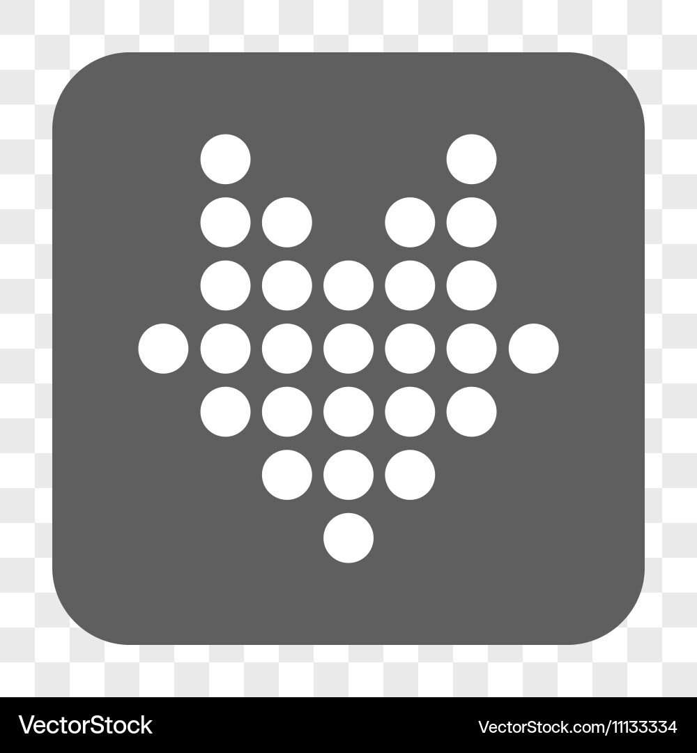 Dotted arrow down rounded square button Royalty Free Vector