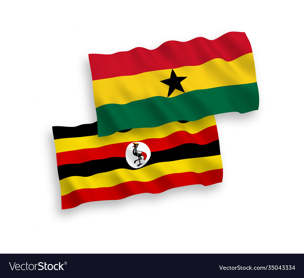 Flags ghana and uganda on a white background