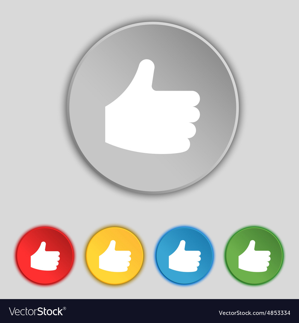 Like thumb up icon sign symbol on five flat