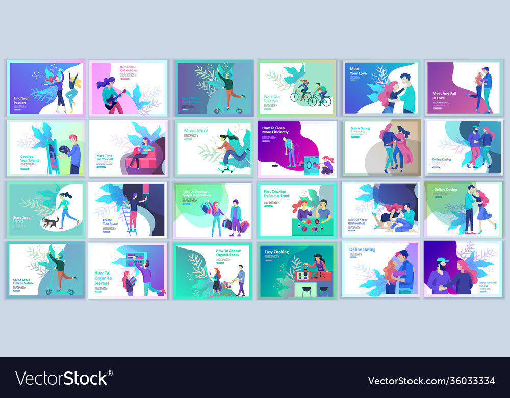 Set landing page templates for hobby blog Vector Image