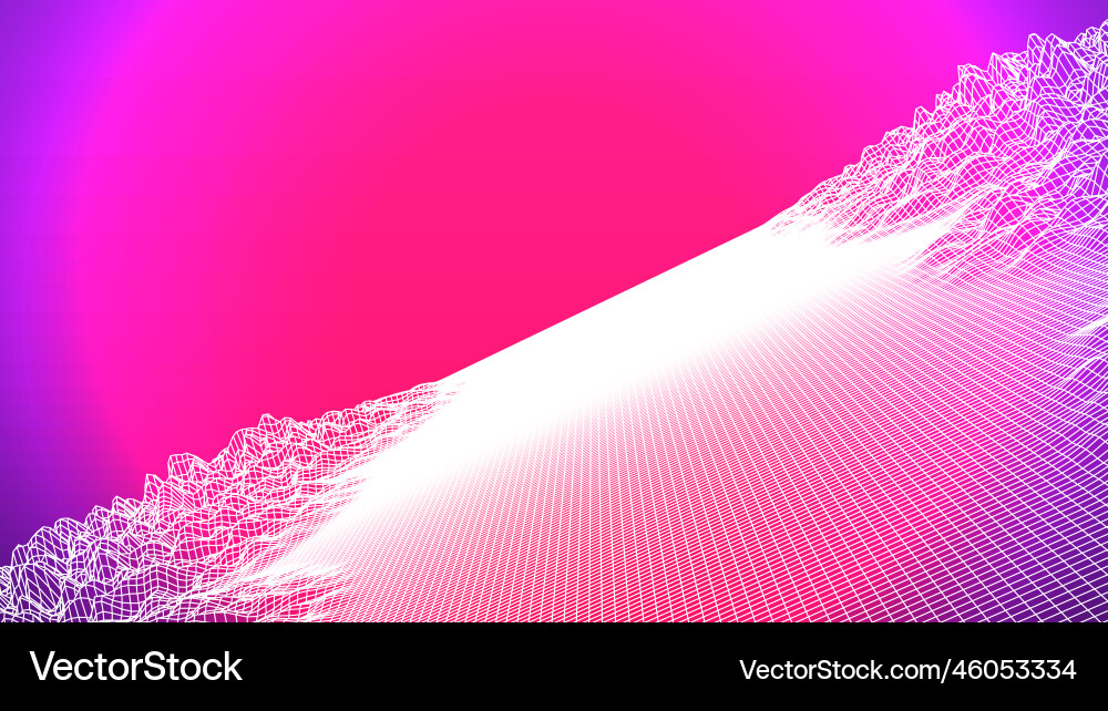 Synthwave background white perspective grid pink Vector Image
