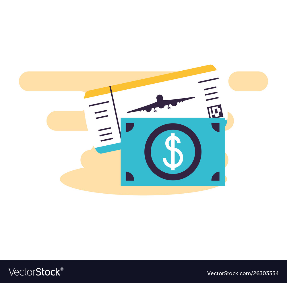 Ticket flight document with bills dollars