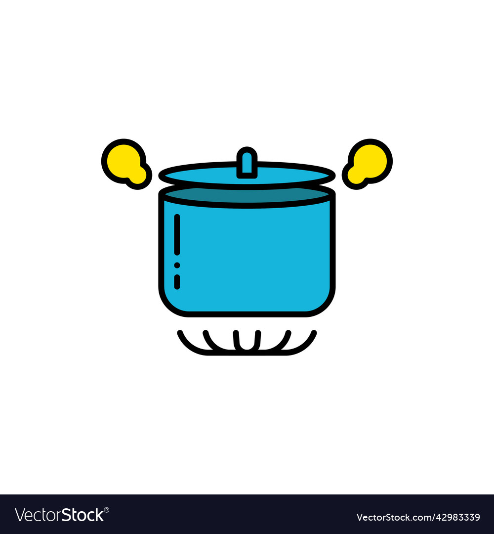 Boiling pot on gas stove icon filled color flat