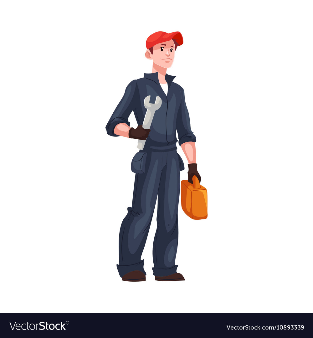 Full length portrait of young and handsome plumber