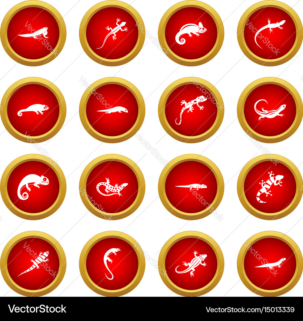 Lizard icon red circle set Royalty Free Vector Image