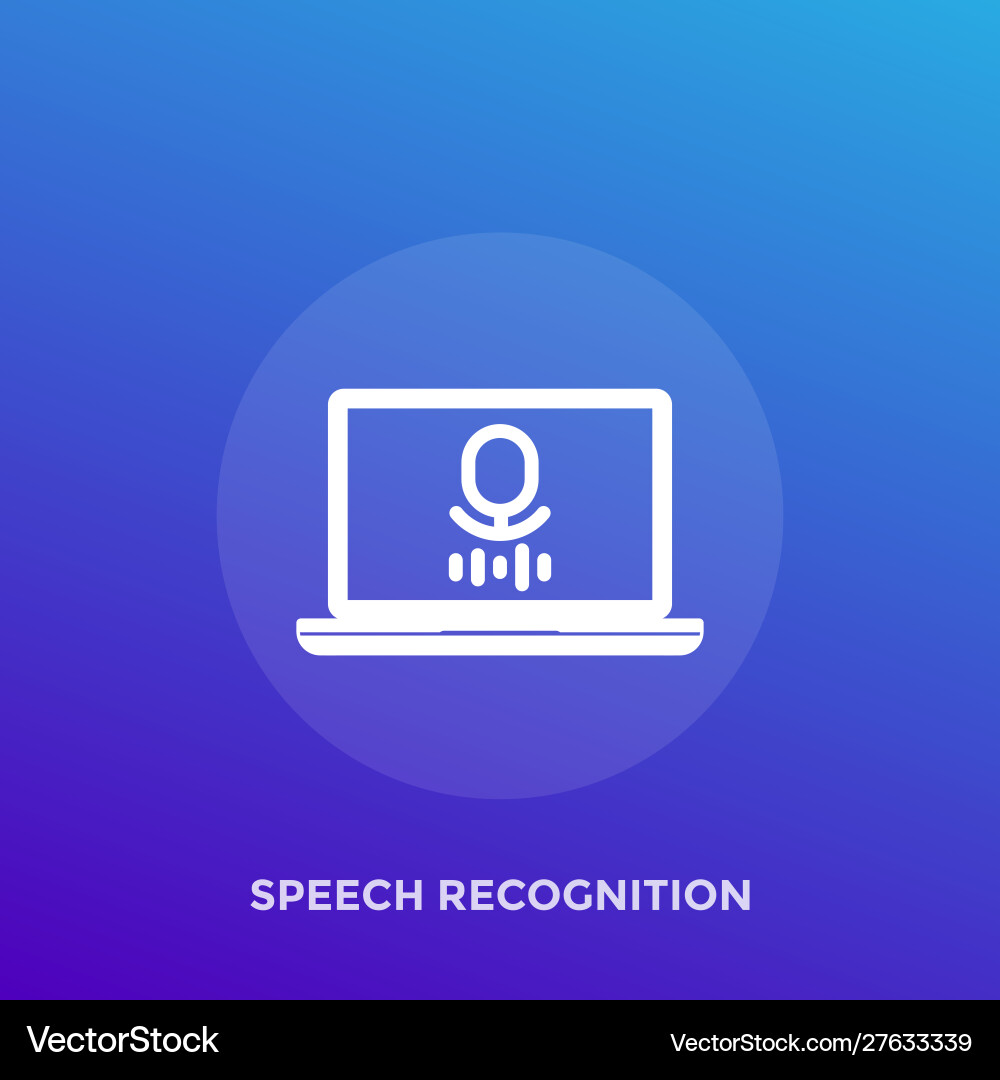 Speech recognition icon with computer Royalty Free Vector