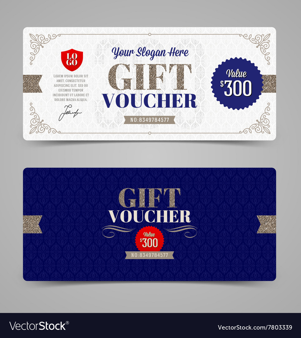 Template gift voucher with glitter silver Vector Image