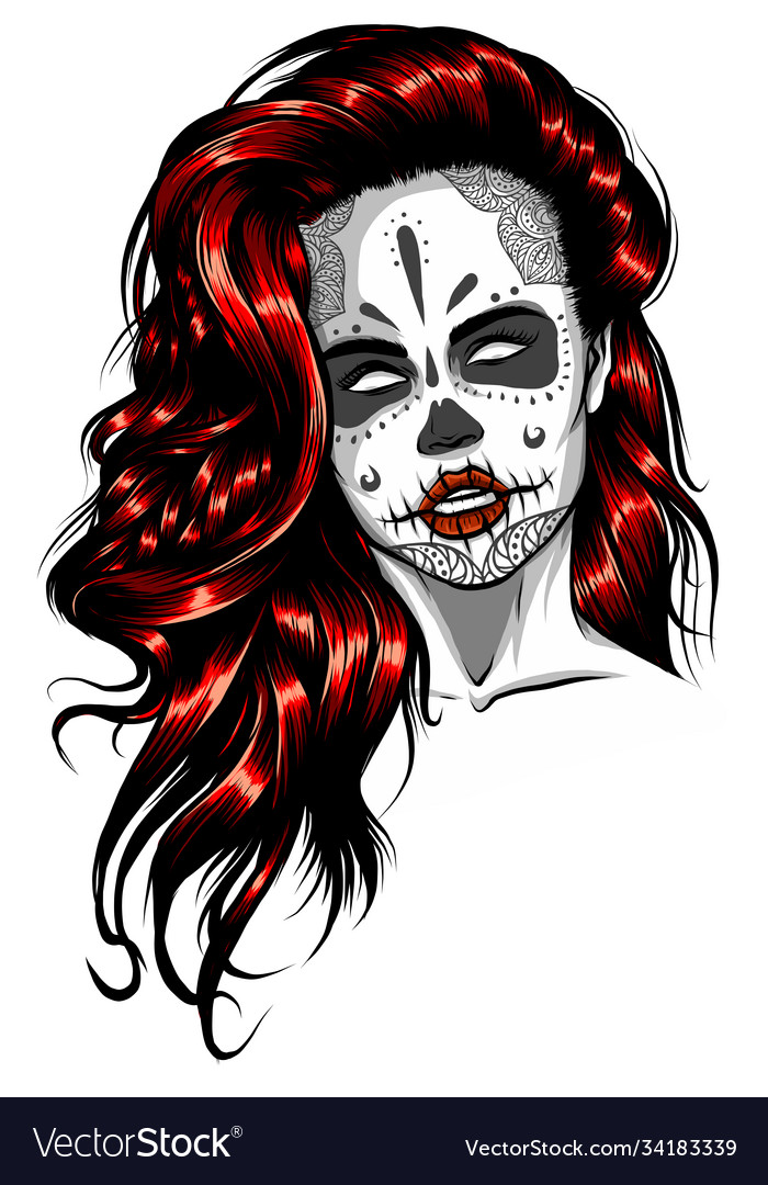 skull face paint girl